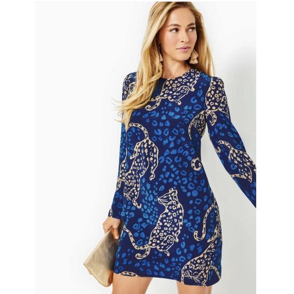 Lilly Pulitzer Dresses & Skirts - Lilly Pulitzer 100% Silk Tyra Leopard Print Long Puff Sleeve Shift Dress Mini